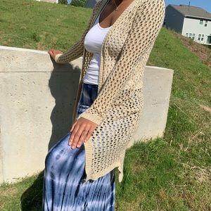 Tan Net Cardigan